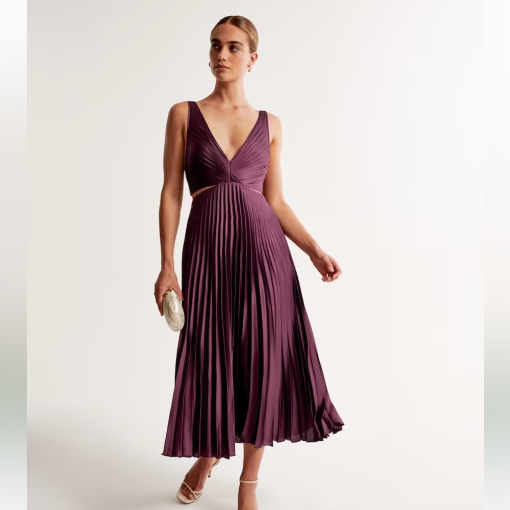 Abercrombie satin pleated maxi dress